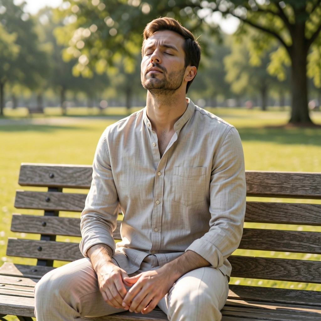 Mann übt Achtsamkeit im Freien